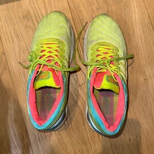 ASICS Women's Neon Yellow and Pink Sneakers